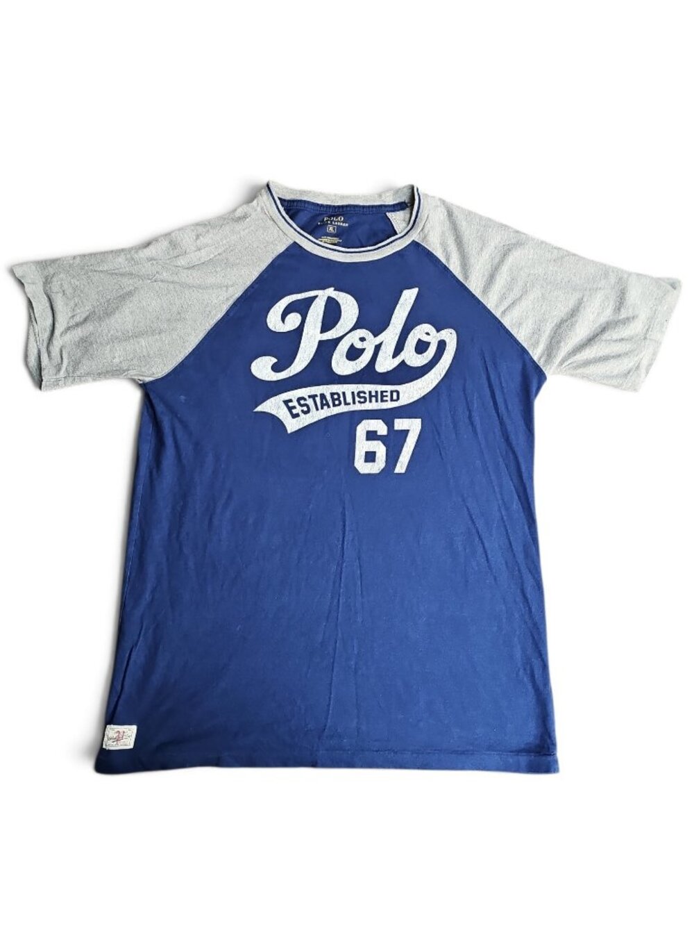 Polo Ralph Lauren Youth XL 67 Raglan T-Shirt Blue Gray Short Sleeve Tee